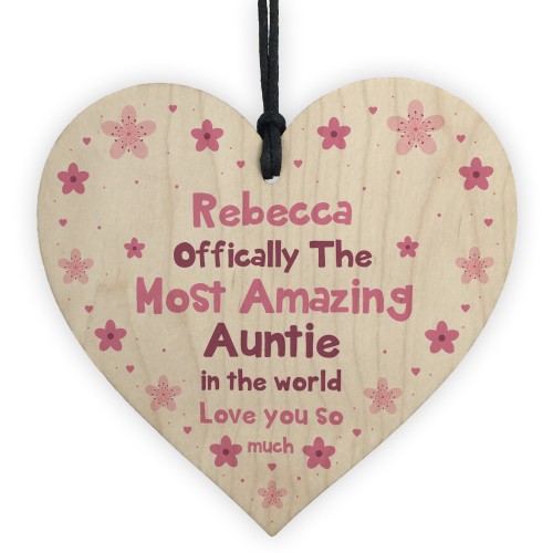 Auntie Gift For Birthday Personalised Wood Heart Gift For Sister