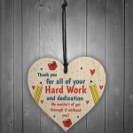 Special Thank You Gift For Teacher Teaching Assistant Wood Heart