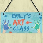 Personalised Art Classroom Sign Playroom School Hanging Plaque