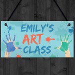 Personalised Art Classroom Sign Playroom School Hanging Plaque