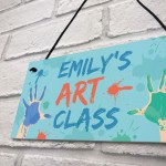 Personalised Art Classroom Sign Playroom School Hanging Plaque