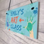 Personalised Art Classroom Sign Playroom School Hanging Plaque