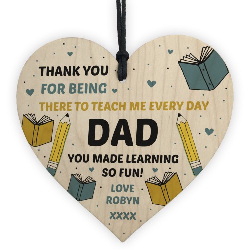 Personalised Thank You Gift For Dad Wood Heart Teacher Gifts