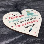 Personalised Thank You Gift For Nurse Doctor Wood Heart Gift