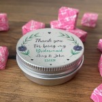 Personalised Thank You Gift For Bridesmaid Wedding Favour Tin