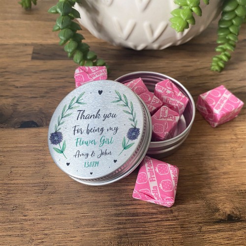 Personalised Thank You Gift For Flower Girl Novelty Wedding Tin