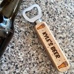 Personalised Wooden Beer Bottle Opener Gift For Him Birthday