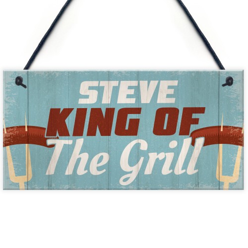 PERSONALISED Barbecue BBQ Sign King of The Grill Funny Gifts