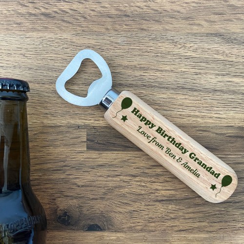 Quirky Grandad Birthday Gift Wooden Bottle Opener Personalised