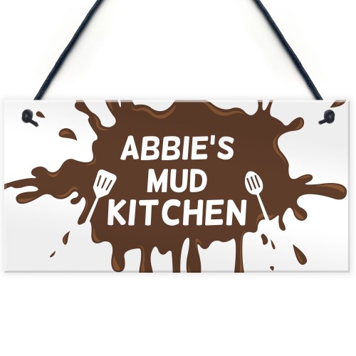 Perosnalised Mud Kitchen Sign Baby Gift Novelty Playhouse Signs 