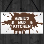 Perosnalised Mud Kitchen Sign Baby Gift Novelty Playhouse Signs 