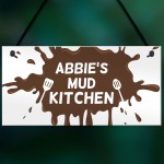 Perosnalised Mud Kitchen Sign Baby Gift Novelty Playhouse Signs 