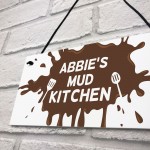 Perosnalised Mud Kitchen Sign Baby Gift Novelty Playhouse Signs 