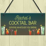 Personalised Cocktail Bar Sign For Home Novelty Alcohol Gifts