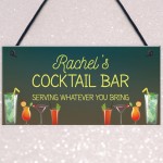 Personalised Cocktail Bar Sign For Home Novelty Alcohol Gifts