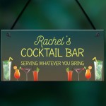 Personalised Cocktail Bar Sign For Home Novelty Alcohol Gifts