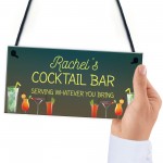 Personalised Cocktail Bar Sign For Home Novelty Alcohol Gifts