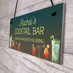 Personalised Cocktail Bar Sign For Home Novelty Alcohol Gifts