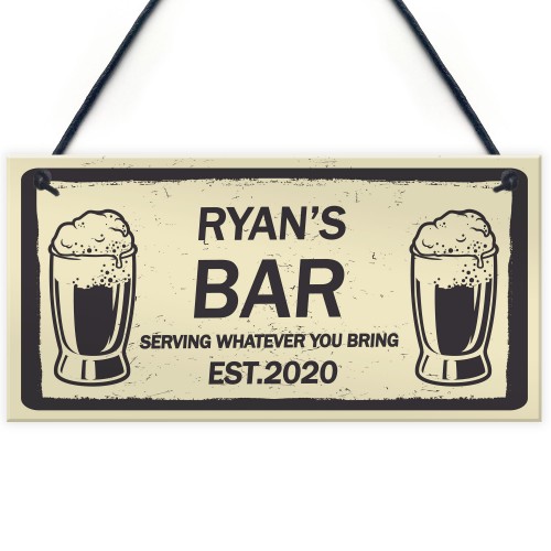 PERSONALISED Any Name Bar Sign Novelty Man Cave Sign Gifts