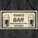 PERSONALISED Any Name Bar Sign Novelty Man Cave Sign Gifts