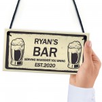 PERSONALISED Any Name Bar Sign Novelty Man Cave Sign Gifts