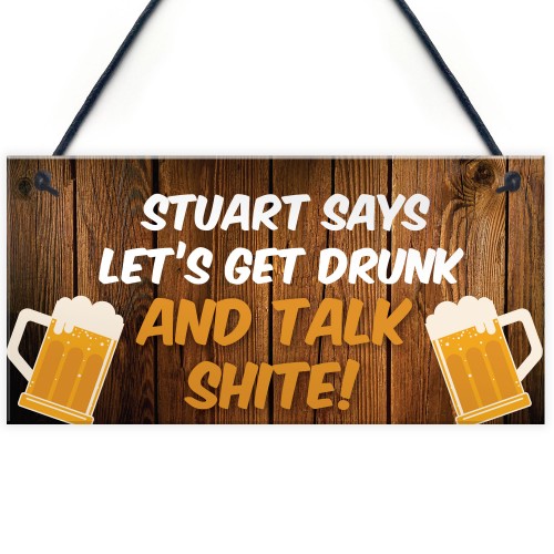 Personalised Bar Sign Funny Alcohol Gift Hanging Garden Sign