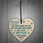 PERSONALISED Step Dad Gifts For Fathers Day Novelty Wood Heart