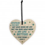 PERSONALISED Step Dad Gifts For Fathers Day Novelty Wood Heart