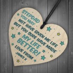 PERSONALISED Step Dad Gifts For Fathers Day Novelty Wood Heart