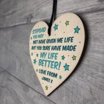 PERSONALISED Step Dad Gifts For Fathers Day Novelty Wood Heart