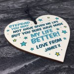 PERSONALISED Step Dad Gifts For Fathers Day Novelty Wood Heart