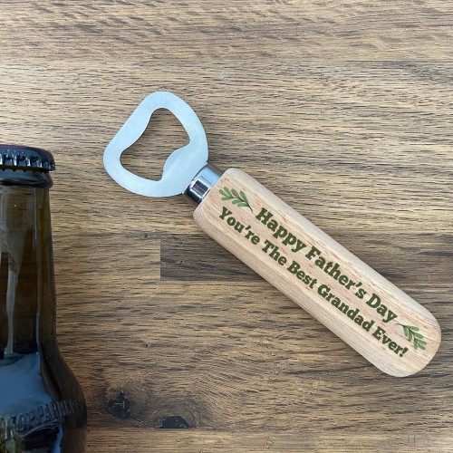 Happy Fathers Day Gift For Grandad Wooden Bottle Opener Gift