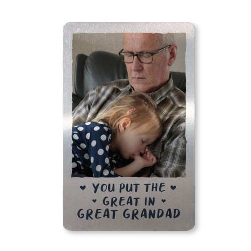 Personalised Great Grandad Gifts Metal Photo Card Birthday Gift