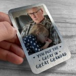 Personalised Great Grandad Gifts Metal Photo Card Birthday Gift