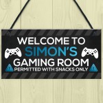 Funny Gaming Room Sign Personalised Boys Bedroom Man Cave