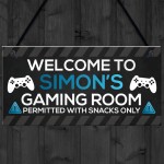 Funny Gaming Room Sign Personalised Boys Bedroom Man Cave