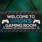 Funny Gaming Room Sign Personalised Boys Bedroom Man Cave