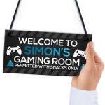 Funny Gaming Room Sign Personalised Boys Bedroom Man Cave