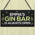 Personalised Gin Bar Sign Open Hanging Plaque Home Bar Pub Sign