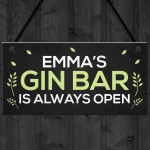 Personalised Gin Bar Sign Open Hanging Plaque Home Bar Pub Sign