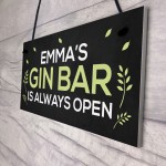 Personalised Gin Bar Sign Open Hanging Plaque Home Bar Pub Sign