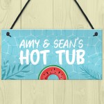 Personalised Hot Tub Hanging Sign Hot Tub Decor Garden Sign