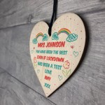 Thank You Lockdown Gift For Teacher Personalised Wooden Heart