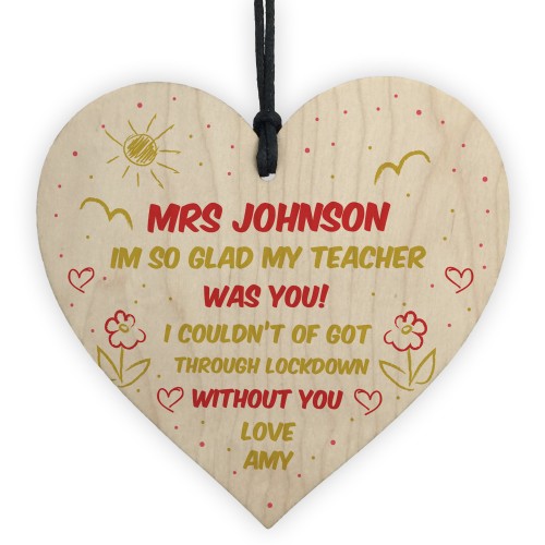 Teacher Gift Thank You Nursery Preschool Wood Heart Personalised