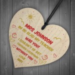 Teacher Gift Thank You Nursery Preschool Wood Heart Personalised