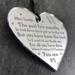 Poem For Teacher Assistant Engraved Acrylic Heart Personalised