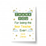 Thank You Gift For Best Teacher Ever Personalised Print Leaving