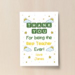 Thank You Gift For Best Teacher Ever Personalised Print Leaving