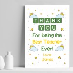 Thank You Gift For Best Teacher Ever Personalised Print Leaving