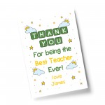 Thank You Gift For Best Teacher Ever Personalised Print Leaving